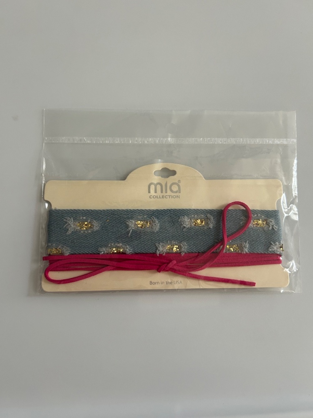Mia Denim and faux leather Choker Necklace 2 pack NWT